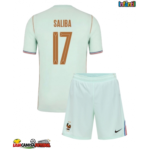 Camisa de Futebol França William Saliba #17 Equipamento Secundário Infantil Mundo 2026 Manga Curta (+ Calças curtas)